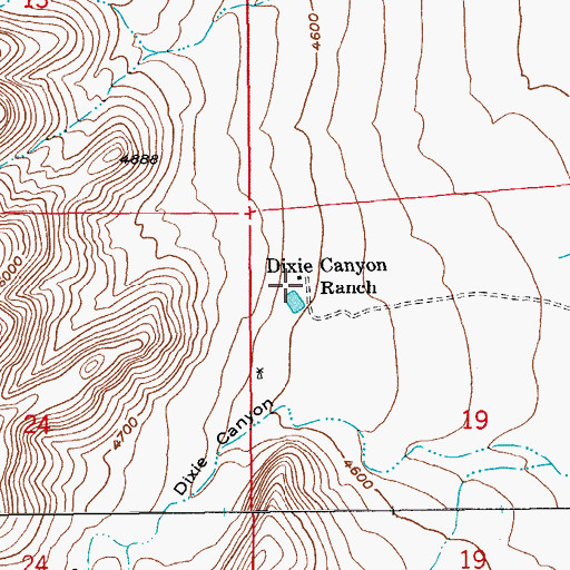 Topographic Map of Dixie Canyon Ranch, AZ