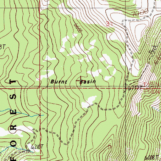 Topographic Map of Burnt Basin, ID