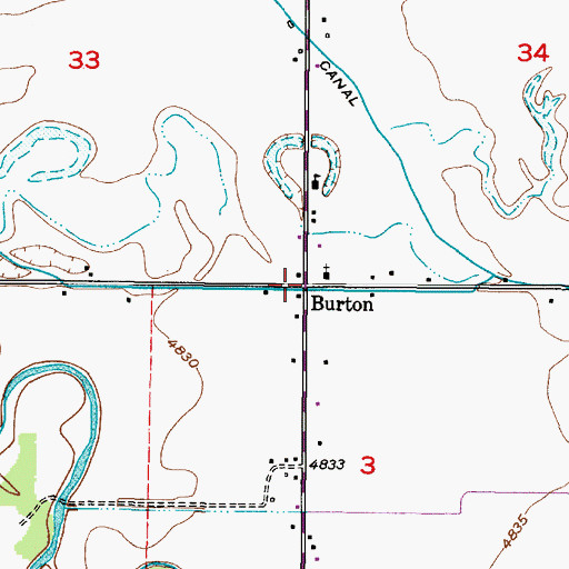 Topographic Map of Burton, ID