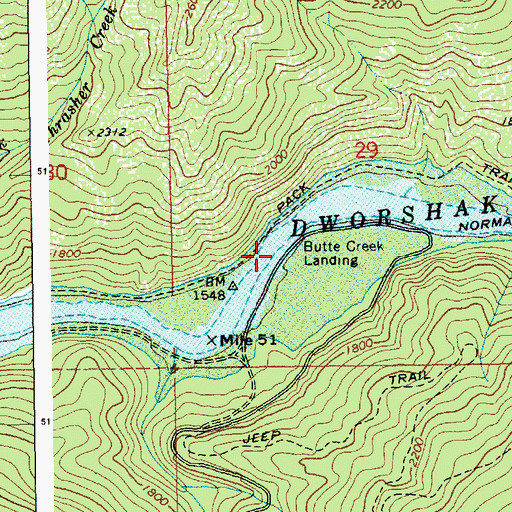 Topographic Map of Butte Creek Landing, ID