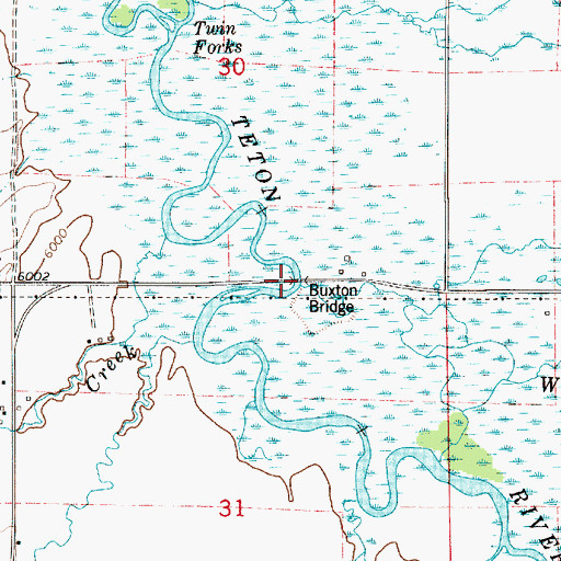 Topographic Map of Buxton Bridge, ID