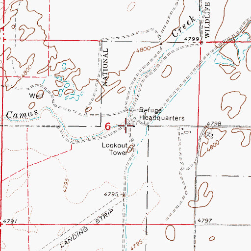 Topographic Map of Camas National Wildlife Refuge Headquarters, ID