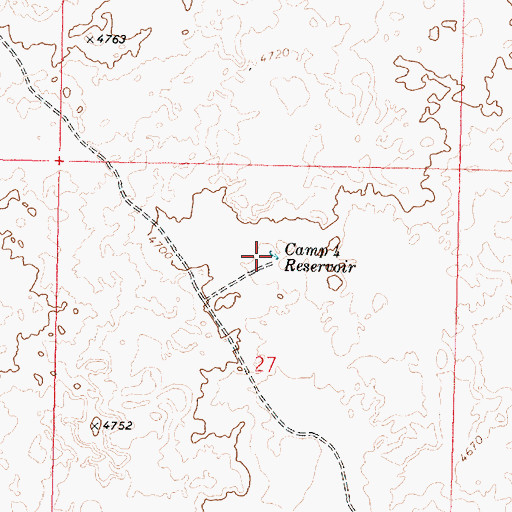 Topographic Map of Camp Four Reservoir, ID