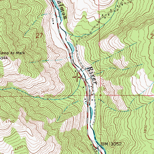 Topographic Map of Camp Creek, ID