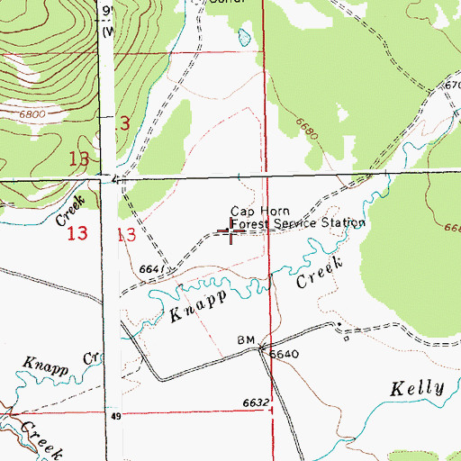 Topographic Map of Cape Horn Guard Station, ID
