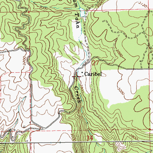 Topographic Map of Caribel, ID