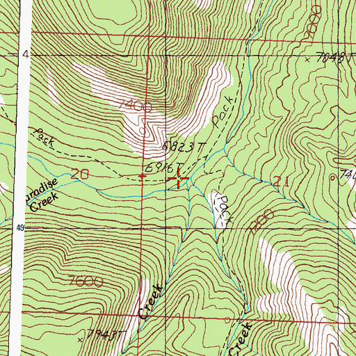 Topographic Map of Carol Creek, ID