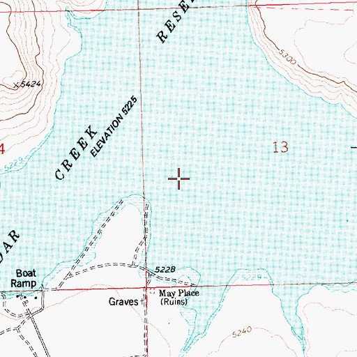 Topographic Map of Cedar Creek Reservoir, ID