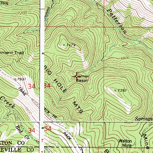 Topographic Map of Center Basin, ID