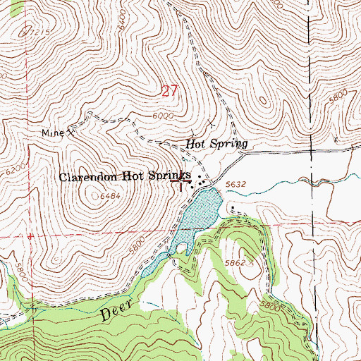 Topographic Map of Clarendon Hot Springs, ID