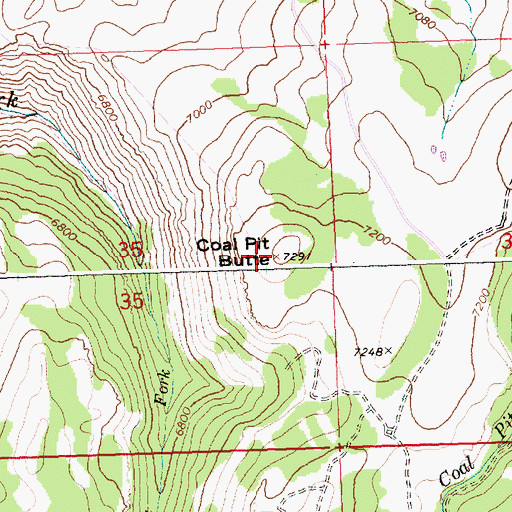 Topographic Map of Coal Pit Butte, ID