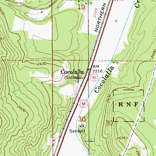 Topographic Map of Cocolalla Siding, ID