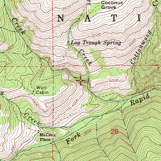 Topographic Map of Coconut Grove Creek, ID