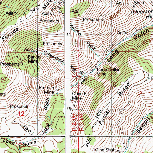 Topographic Map of Coffee Gulch, ID