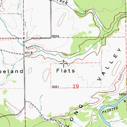 Topographic Map of Copeland Flats, ID