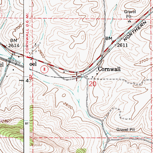 Topographic Map of Cornwall, ID