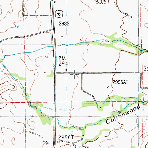 Topographic Map of Cottonwood School, ID