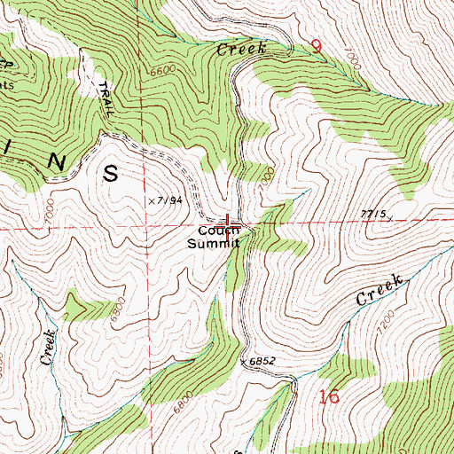 Topographic Map of Couch Summit, ID