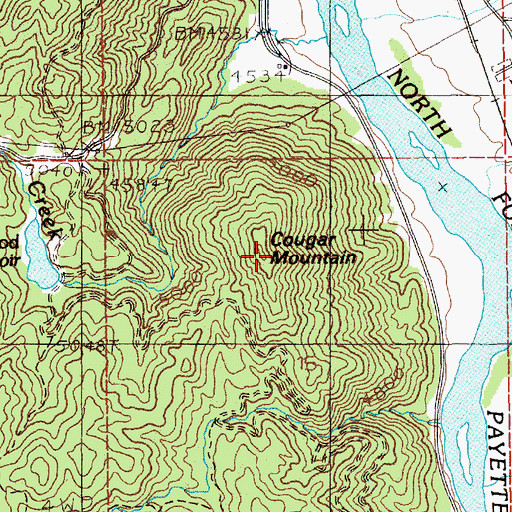 Topographic Map of Cougar Mountain, ID