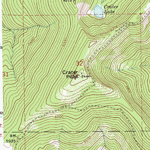Topographic Map of Crater Peak, ID