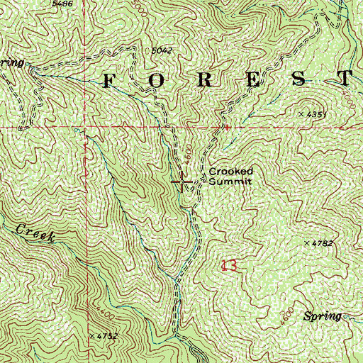 Topographic Map of Crooked Summit, ID