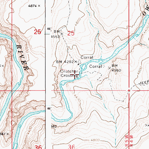 Topographic Map of Crutcher Crossing, ID