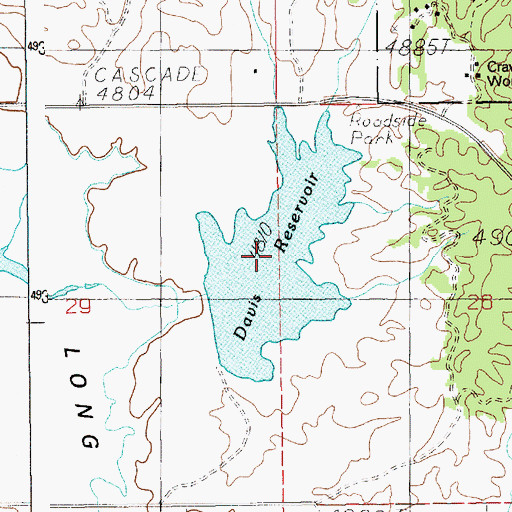 Topographic Map of Davis Reservoir, ID