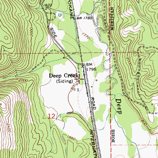 Topographic Map of Deep Creek, ID