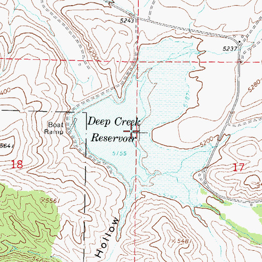 Topographic Map of Deep Creek Reservoir, ID