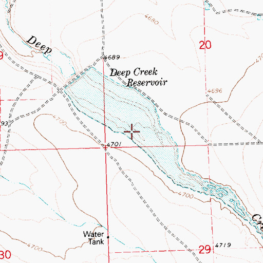 Topographic Map of Deep Creek Reservoir, ID
