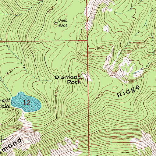 Topographic Map of Diamond Rock, ID