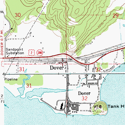 Topographic Map of Dover, ID