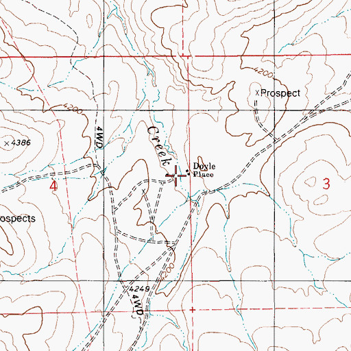 Topographic Map of Doyle Place, ID