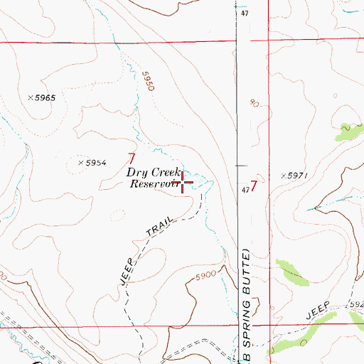Topographic Map of Dry Creek Reservoir, ID