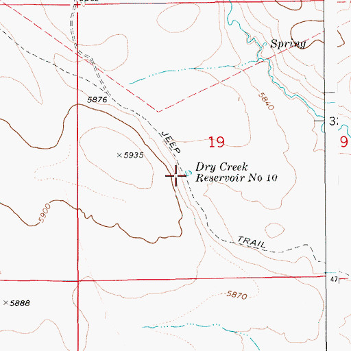 Topographic Map of Dry Creek Reservoir Number Ten, ID