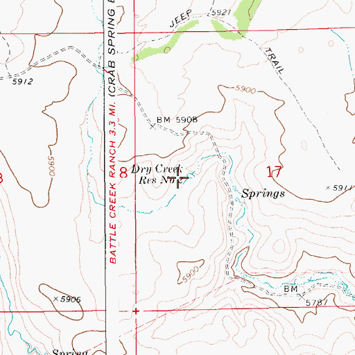 Topographic Map of Dry Creek Reservoir Number Two, ID