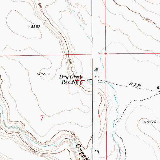Topographic Map of Dry Creek Reservoir Number Five, ID
