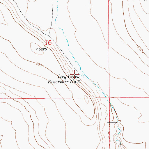Topographic Map of Dry Creek Reservoir Number Six, ID