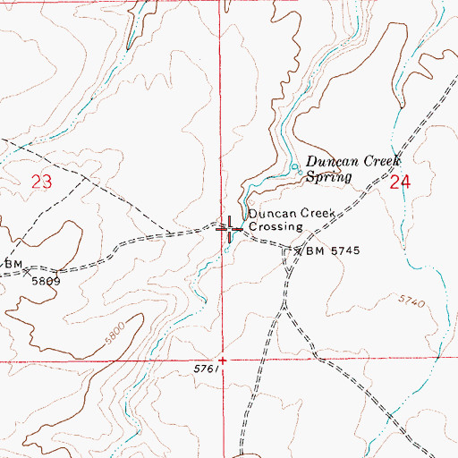 Topographic Map of Duncan Creek Crossing, ID