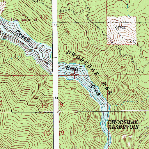 Topographic Map of Dworshak Reservoir, ID
