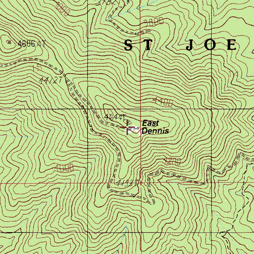 Topographic Map of East Dennis, ID