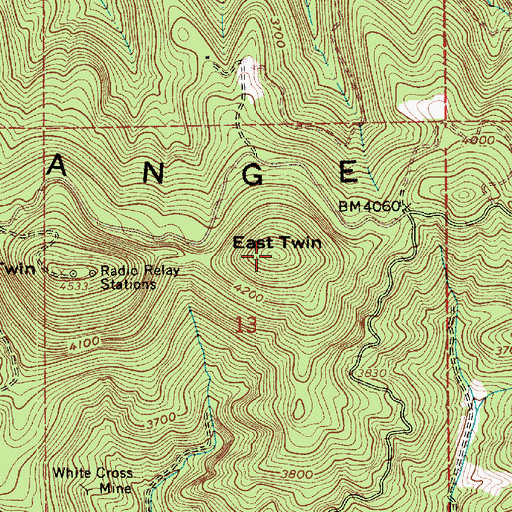 Topographic Map of East Twin, ID