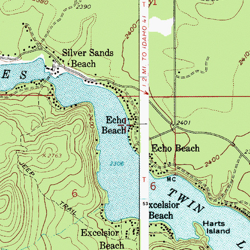 Topographic Map of Echo Beach, ID