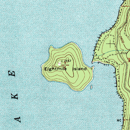 Topographic Map of Eightmile Island, ID