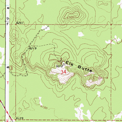 Topographic Map of Elk Butte, ID