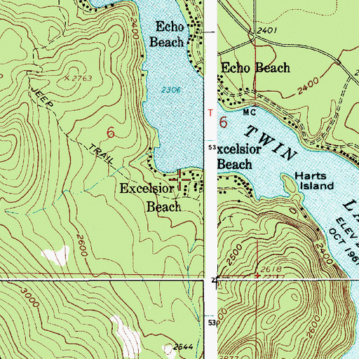 Topographic Map of Excelsior Beach, ID