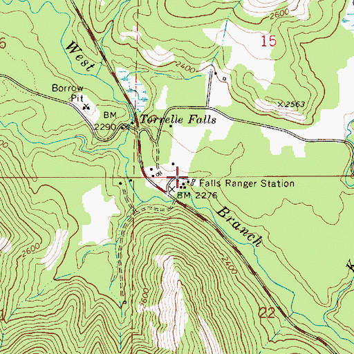 Topographic Map of Falls Ranger Station, ID