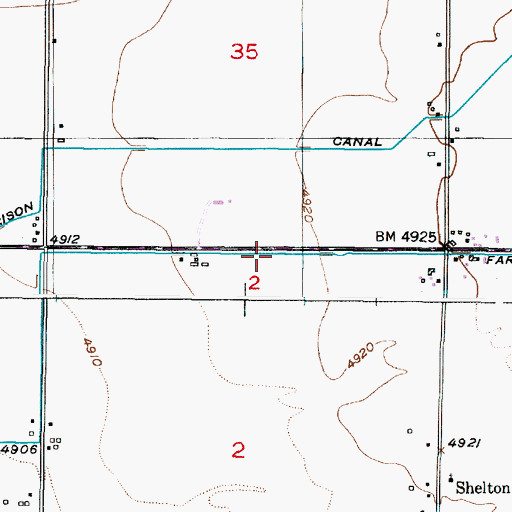 Topographic Map of Farmers Friend Canal, ID