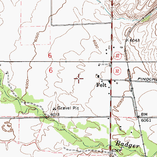 Topographic Map of Felt, ID