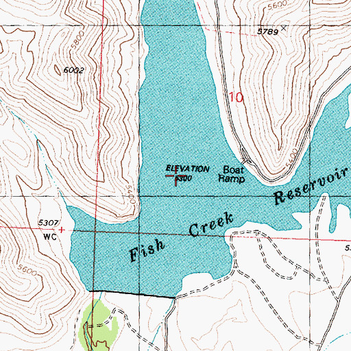 Topographic Map of Fish Creek Reservoir, ID